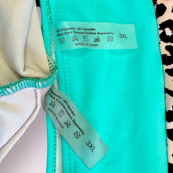 Swimsuit 2 Piece Bikini High Waist Unpadded Plus Size 3XL Animal Pint Colorblock - Picture 11 of 11